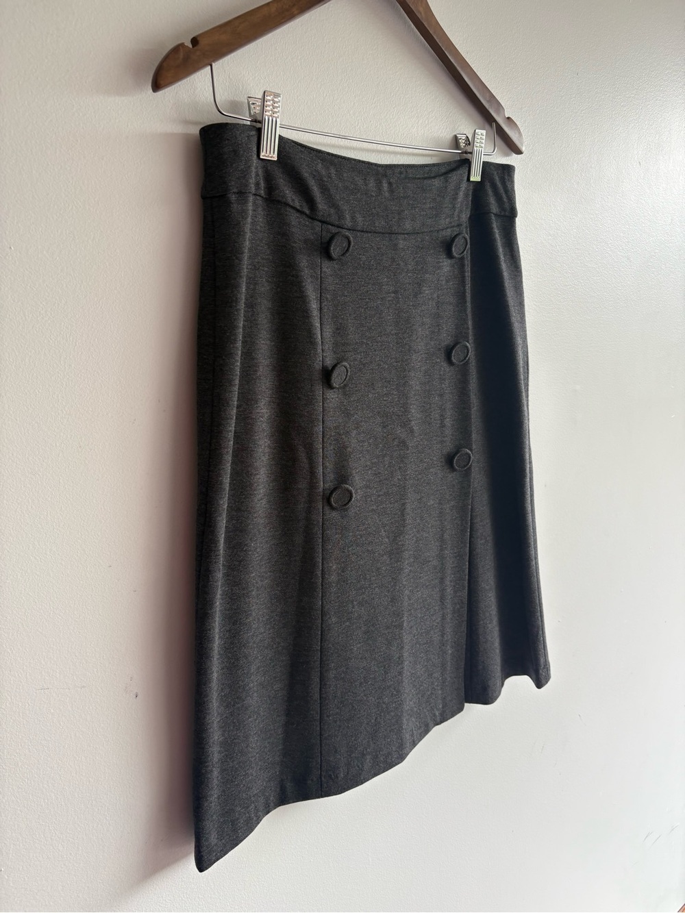 Tradition Gray A-Line Knit Skirt Size 6 Button Detail Career Casual - Picture 3 of 6